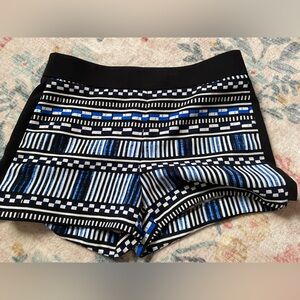 J. Crew Black, Blue and White Geometric Skirt